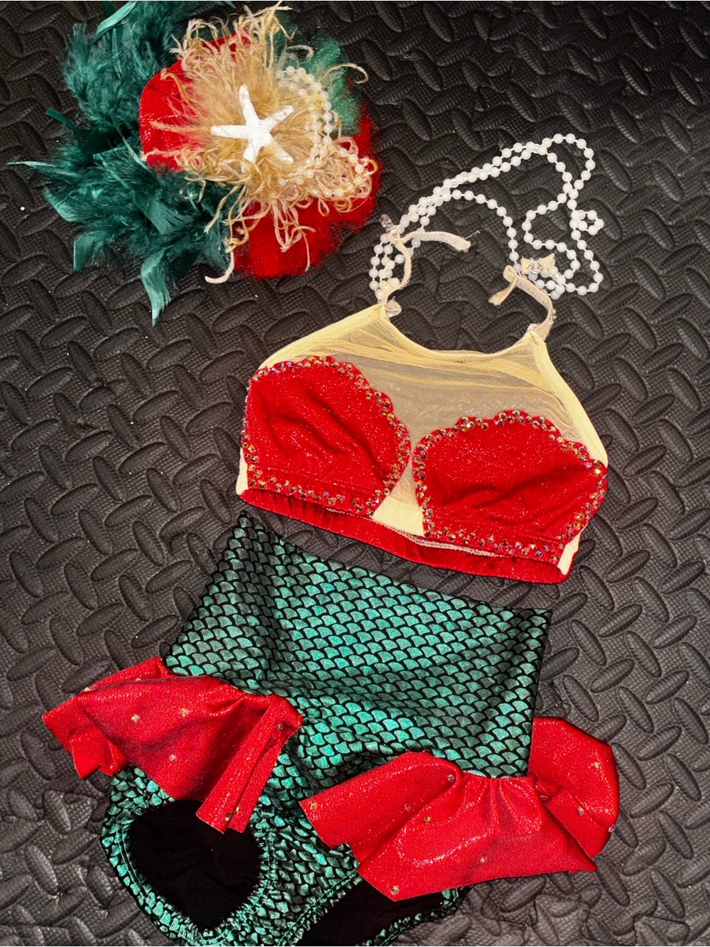 Mermaid Dance Costume. Custom stones and head piece.